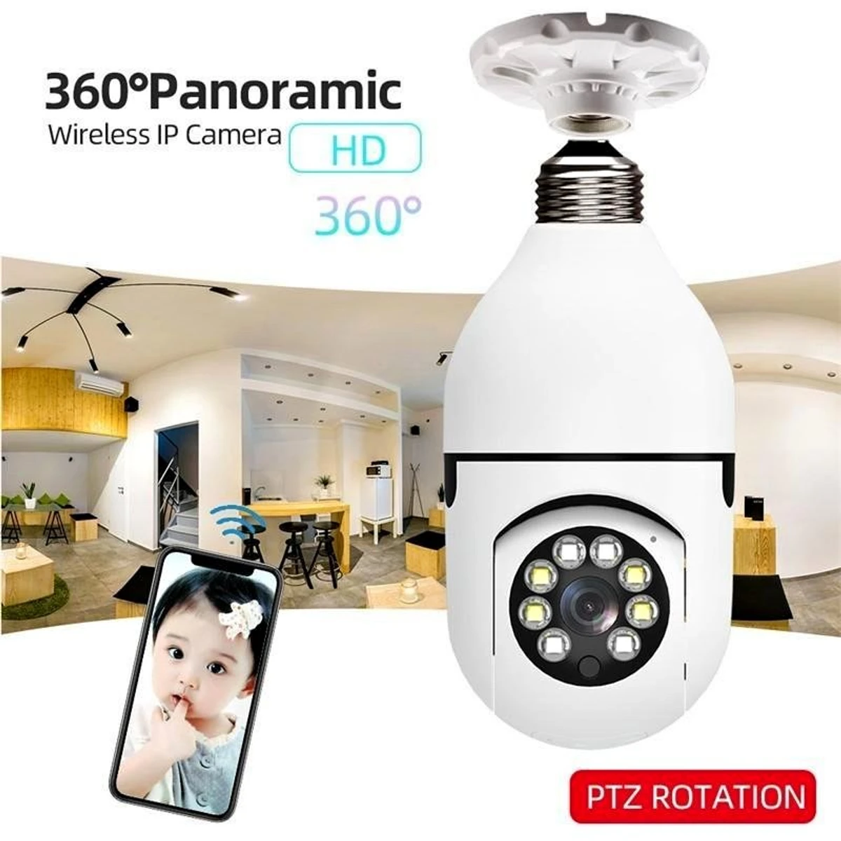 V380 Bulb System 360 Degree Wi-Fi IP Camera