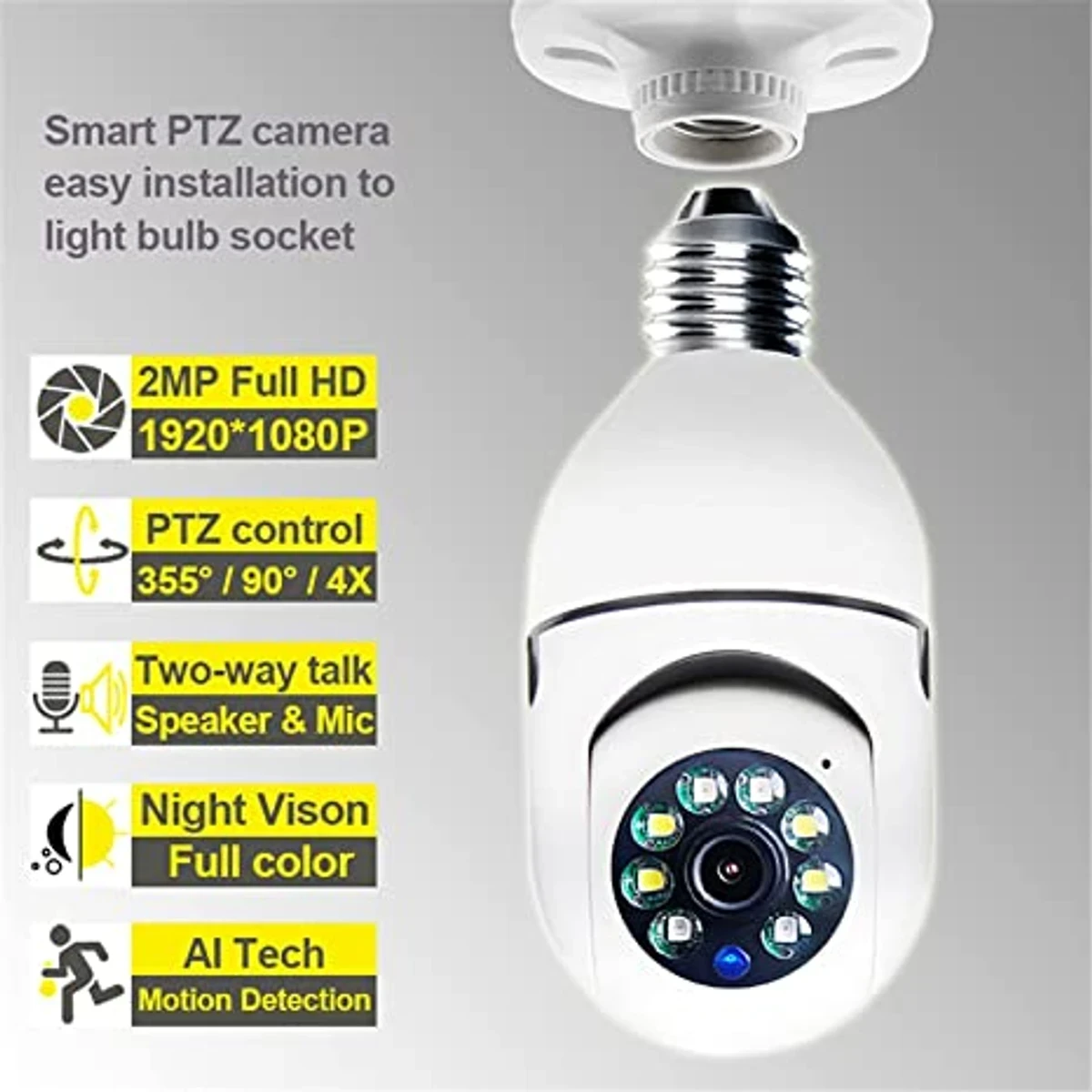 IP Bulb System 360° Moving Wi-Fi Camera - Image 5