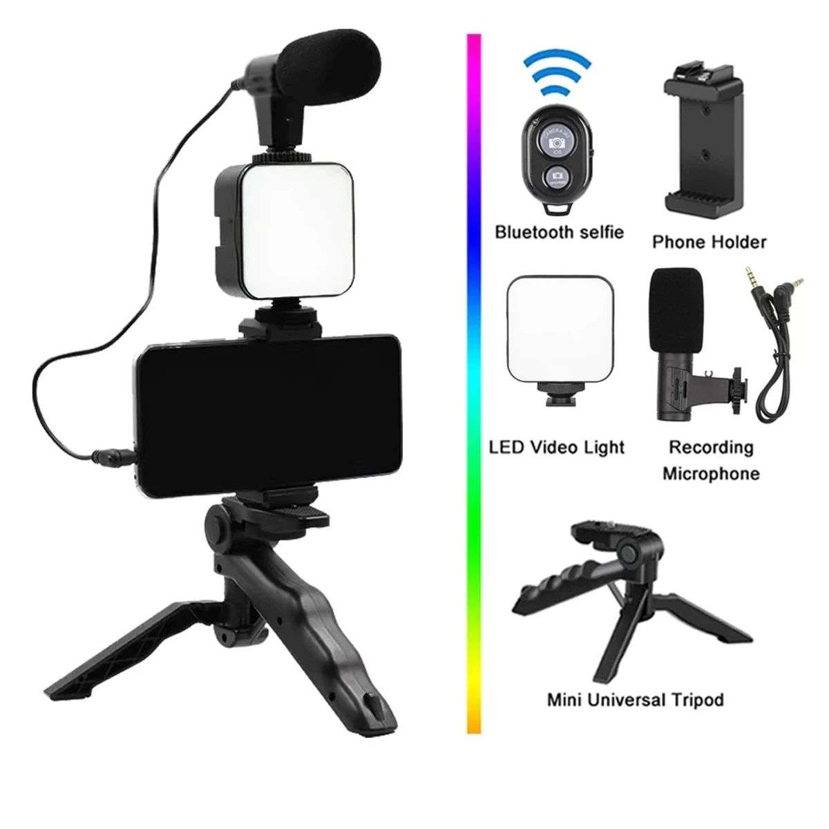 VIDEO KITS  WITH MICROPHONE LED FILL LIGHT MINI TRIPOD