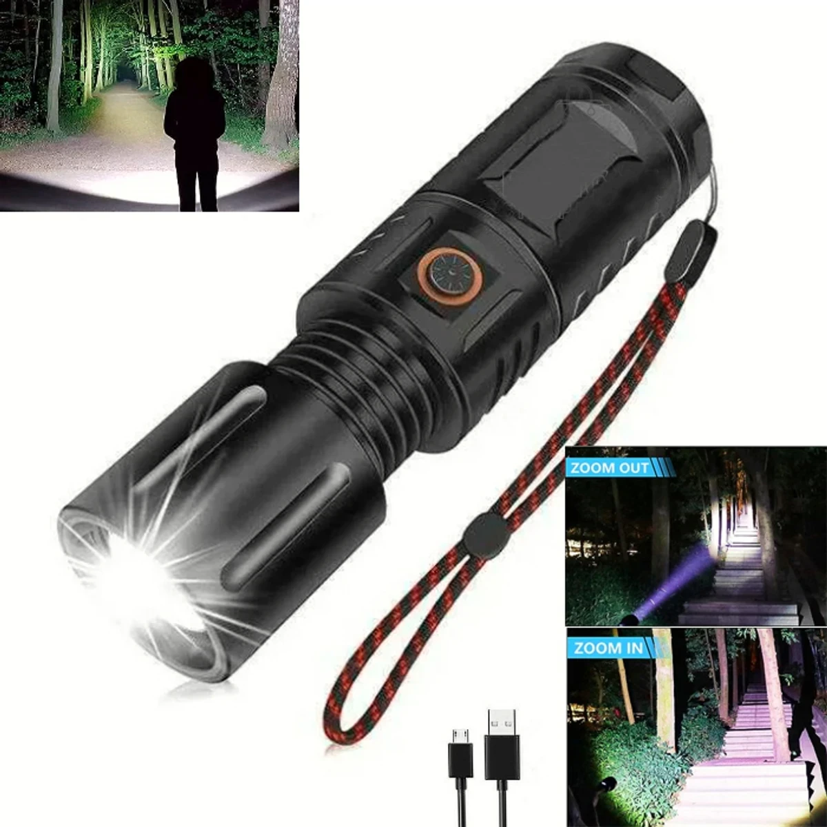 LED TORCH LIGHT, WATERPROOF STRONG LED FLASHLIGHT WITH POWER BANK