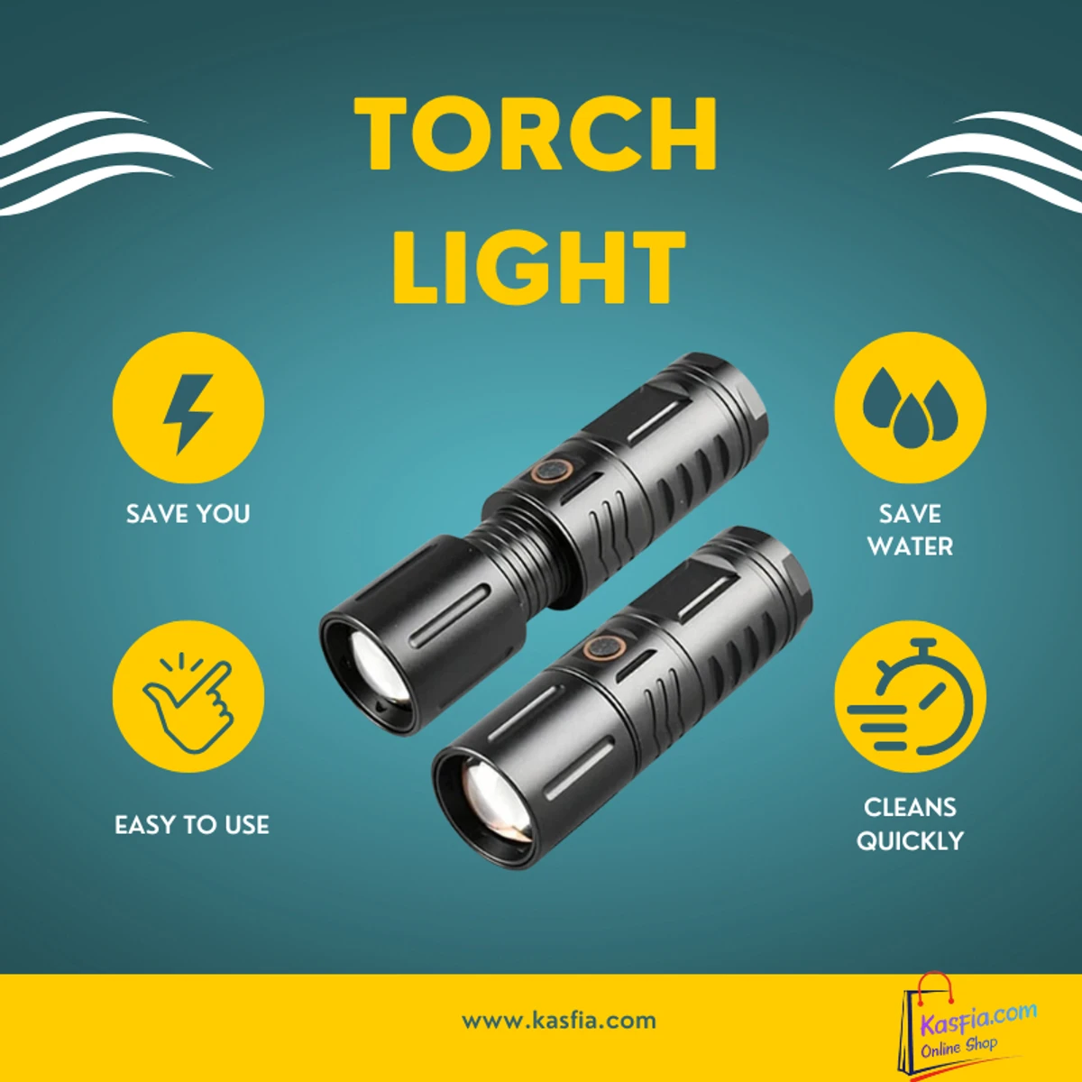 LED TORCH LIGHT, WATERPROOF STRONG LED FLASHLIGHT WITH POWER BANK